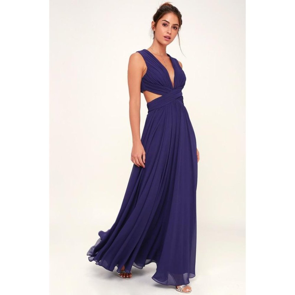 Vivid Imagination Royal Blue Cutout Maxi Dress
